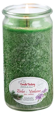 Image de Bougie parfumée "Mini Jumbo" de la marque Candle Factory, fabriquée à partir de stéarine végétale, présentée dans un verre résistant à la chaleur de la marque Weck®, durée de combustion d'environ 70 heures, parfum : cèdre - verveine