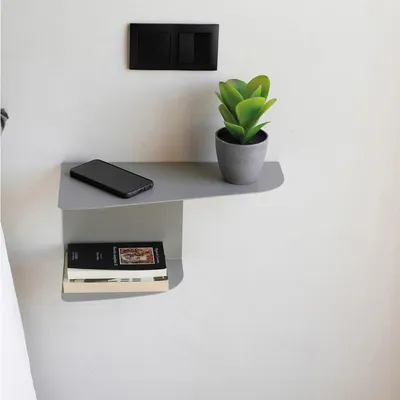 Obrázek produktu pro Sada 2 závěsných nočních stolků šedá - 40 x 20 cm - Moderní industriální design