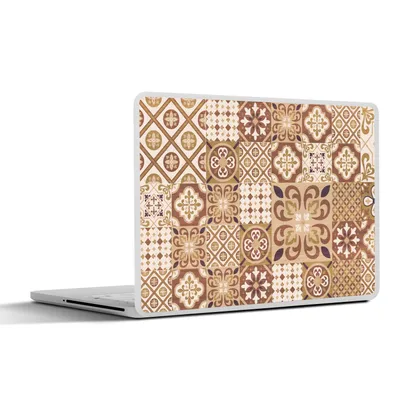 Produktbild von MuchoWow® Laptop Aufkleber Sticker Cover Blumen - Figuren - Vintage - Braun - Design 25x18 cm - Laptop-Deko
