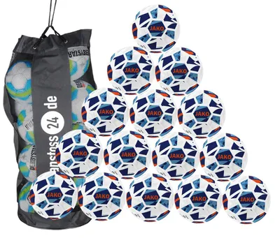Produktbild von Ballset JAKO Jugendball Iconic inkl. Ballsack 4 15 Bälle weiß/navy/neonorange. 290g