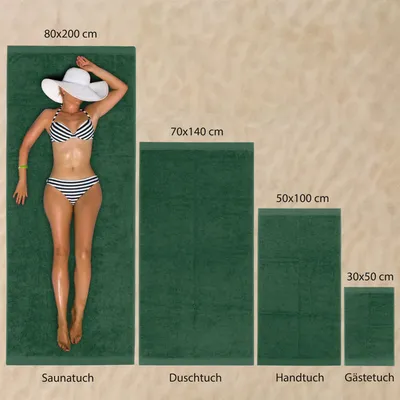 Produktbild von Hausfelder Handtücher Premium Duschtuch 2er Set (Dunkelgrün, 2 Duschtücher 70x140 cm)