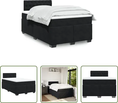 Produktbild von The Living Store Boxspringbett mit Matratze Schwarz 120x190 cm Samt