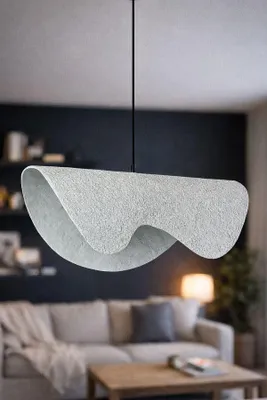 Produktbild von Opviq, Hochwertiger Kronleuchter aus Carbonbeton, Ø39 h: 17 cm, verstellbare Höhe 20-60 cm, E27 Fassung, max. 40 W, IP20, modernes Design in Weiß, ideal für stilvolle Räume.