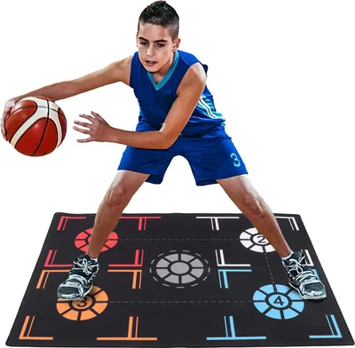 Produktbild von Fußstapfenmat 2mm Faltbar - Basketball Training Mat Dribbel Silent Sports - Gummi Basketball Trainingssystem für Kinder und Jugendliche - schwarz
