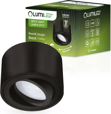 Produktbild von LUMILED bodové svítidlo pro povrchovou montáž, stropní svítidlo pro povrchovou montáž, stropní svítidlo bodové otočné 15° bodové svítidlo pro LED modul INSERT kulaté černé