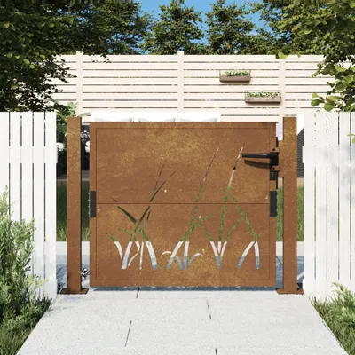 Produktbild von "2026 Promotion" Gartentor 100x100 cm Cortenstahl Gras-Design - Gartentore CC1602
