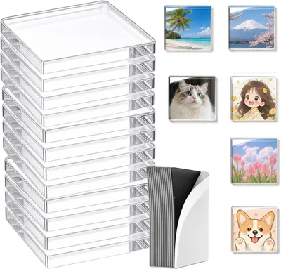 Imagen del producto de Imanes de nevera de acrílico transparente, 30 unidades, para personalizar, ideales para fotos