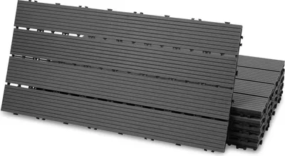 Produktbild von Faziango Terrassenfliesen Holzfliesen Balkon 30x60cm, WPC Fliesen Wasserfilterbar Terrassen Garten, Anthrazit 54 Stück
