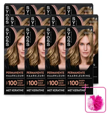 Produktbild von 12 x Syoss Dauerhafte Coloration 7-6 Mittelblond mit Keratin - Sparpackung - 12 Stücke