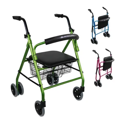 Produktbild von Mobiclinic, Rollator faltbar und leicht, Prado, Aluminium, , Leicht, Faltbar, Laufhilfe Senioren, Gehwagen, Rollator mit Sitz und 4 Rädern, Grün