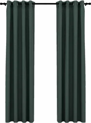 Zdjęcie produktu dla vidaXL Zasłony zaciemniające z oczkami o wyglądzie lnu 2 szt. Zielone 140x245 cm