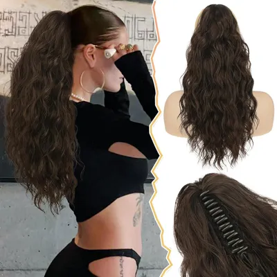 Produktbild von BARSDAR Klauen Clip 45 cm Lockige Pferdeschwanz Verlängerung Haarteil