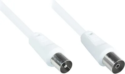 Produktbild von Antennenkabel, Koax/IEC Stecker an Buchse (vernickelt), 2x geschirmt (<70 dB / 75 Ohm), CCS, weiß, 2,5m, Good Connections®