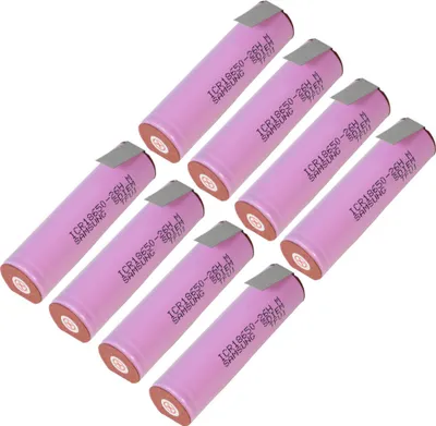 Produktbild von Trade-Shop 8x Samsung ICR18650-26J ICR1865026F ICR1865026H mit Z-Lötfahne versetzt Lithium-Ion Akku Industrie-Zelle 2600mAh 3,6V/3,7V 5,2A Entladestrom