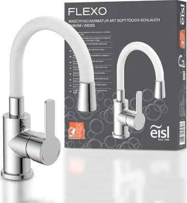 Obrázek produktu pro eisl FLEXO umyvadlová baterie, energeticky úsporná koupelnová baterie, umyvadlová baterie, bílá/chromová
