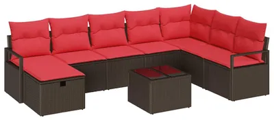 Immagine prodotto di Set di divani con cuscini 5 pezzi in polirattan