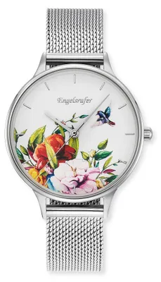 Image de Montre pour femme Engelsrufer, modèle ERWA-FLOWER1-MS-MS, bracelet en maille en acier inoxydable