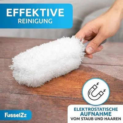 Produktbild von Famanu Staubtuch waschbar + 4 Ersatztücher – hochwertiger Staubwischer mit Mikrofaser – wiederverwendbare Staubmagnet für effektive Reinigung