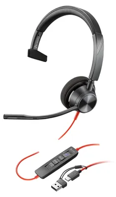 Produktbild von HP Poly Blackwire 3310 Monaurales USB-C-Headset, für Microsoft Teams , + USB-C/A-Adapter