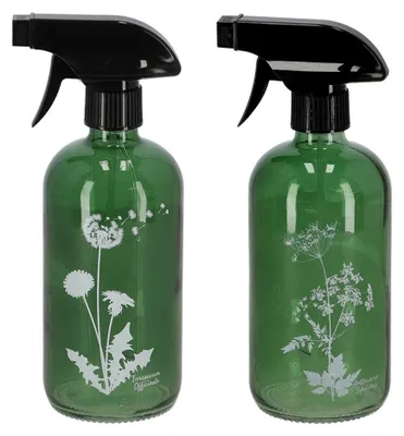 Produktbild von Sprühflaschen Glas 2er Set 0,5 L Grün oder Braun Wiederverwendbar Haushalt Deko, Farbe Sprühflaschen:grün