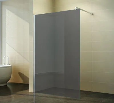 Produktbild von Walk-in Duschabtrennung Duschwand Seitenwand 90 cm Grauglas 10 mm NANO Glas Merkur
