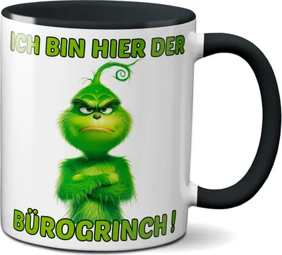 Produktbild von TassenKing Bürogrinch Tasse - Kaffeetasse mit Spruch, Weihnachtstasse lustig - Weihnachts-Deko Anti-Weihnachten (schwarz)