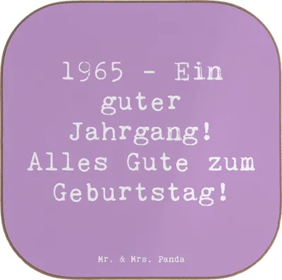 Produktbild von Mr. & Mrs. Panda Untersetzer für Gläser Spruch 1965 Geburtstag - Lavendeltraum - Geschenk, Happy Birthday, Glas, Nostalgie, Guter Jahrgang, Alles Gute zum, Coaster, Alter