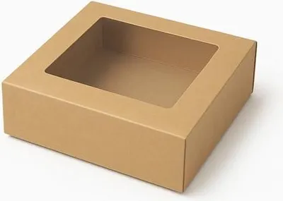 Obrázek produktu pro Magnetická dárková krabička Kraft s okénkem 180 x 180 x 70 mm (vnější strana)
