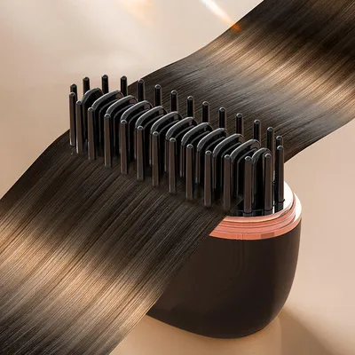 Produktbild von Mini Glättbürste Kabellos, Tragbarer Haarglätter Bürste, 3 Temperatureinstellungen 160–200 °C, für Haare & Bart