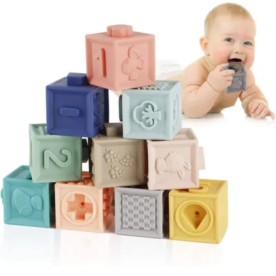 Produktbild von Baby Stapelblöcke 12er Set – Sensorisches Lernspielzeug ab 6 Monaten