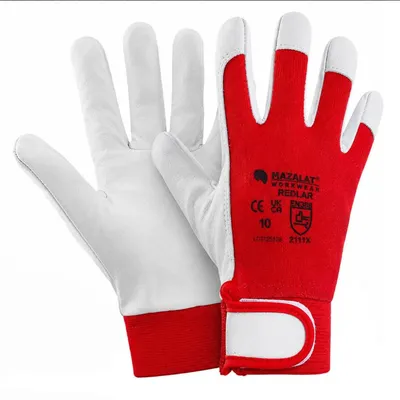 Produktbild von REDLAR Leder Arbeitshandschuhe Herren und Damen- 12 Paar Arbeitshandschuhe Leder Herren aus Schafsleder mit Klettverschluss, Leder Arbeitshandschuhe für Gartenarbeit, Bau, Werkstatt und Handwerk – Grö