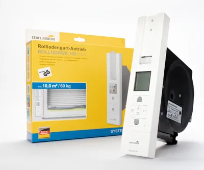 Produktbild von Schellenberg Elektrischer Rolladen Gurtwickler Unterputz RolloDrive 105 Plus, Rolladengurtantrieb bis zu 10 m² Rolladenfläche für Rolladengurt 23 mm Breite, Zugkraft 60 kg, 22711