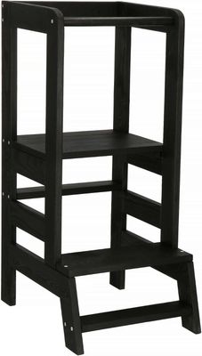 Lernturm für Kinder Learning Tower Hochstuhl Lernstuhl Tritthocker 90x39x52 cm - Schwarz