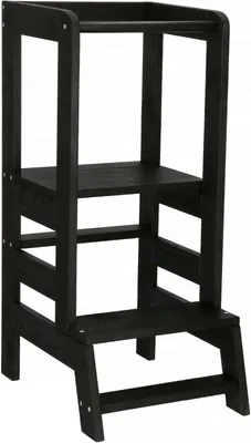 Produktbild von Lernturm für Kinder Learning Tower Hochstuhl Lernstuhl Tritthocker 90x39x52 cm - Schwarz