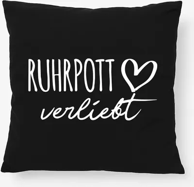 Produktbild von Huuraa Kissen Ruhrpott verliebt 40x40cm mit Füllung Black Baumwolle Dekokissen Geschenkidee