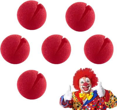Productafbeelding van Clownsneus van schuim - Set van 6 - Rood - 5 cm - Zachte clownneus voor kostuum - Carnaval - Verjaardagsfeest - Circus