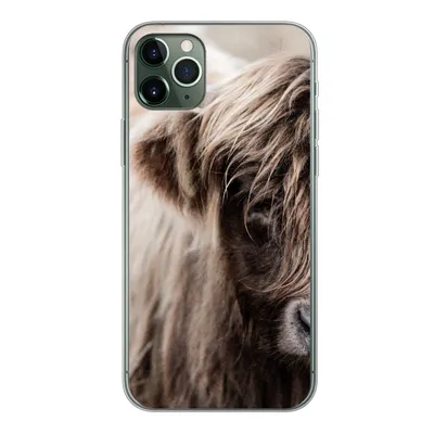 Produktbild von MuchoWow® Handyhülle Schutzhülle Hülle für iPhone 11 Pro Max Schottischer Highlander - Kuh - Vlies Silikon Softcase Handy Hülle - Schutz