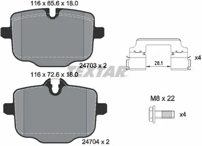 Produktbild von Textar Bremsbeläge hinten für BMW 5er + Touring 6er 7er