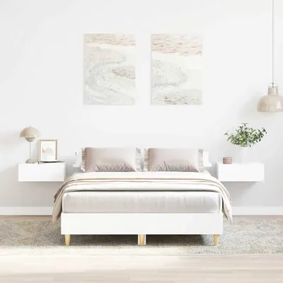 Productafbeelding van Maison Exclusive - Bedframe zonder matras, wit, 140x190 cm, houtvezel
