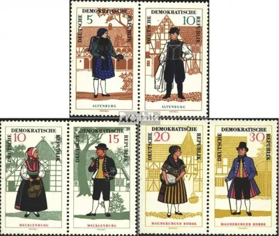 Produktbild von Briefmarken DDR 1966 Mi WZd162, WZd166, WZd170 (kompl.Ausgabe) (3 Paare mit 1214-1219) postfrisch Volkstrachten