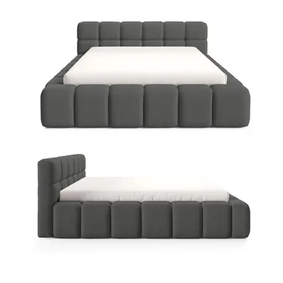 Produktbild von Dekori Polsterbett 180x200 NUBO PREMIUM Wolkenbett mit Bettkasten, Boucle Bett – Aschgrau (Quelle 92)