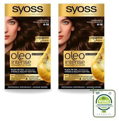 Immagine prodotto di 2 confezioni di SYOSS Oleo Intense, colorazione permanente per capelli - Tonalità: Moka - Confezione grande - 2 pezzi