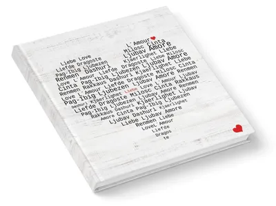 Produktbild von Hochzeitsgästebuch schwarz rot weiß 21 x 21 cm mit Herz - Gästebuch mit leeren Seitenohne Metallecken