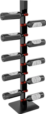 Produktbild von MetaloPro Weinregal Douro – Schwarzes Metall-Flaschenregal Für 10 Weinflaschen, Ideal Für Küche, Keller Oder Bar – 110x26x26cm