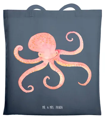 Produktbild von Mr. & Mrs. Panda Tote Bag Tintenfisch - Indigo Blue - Geschenk, Jutebeutel, Ozean, Shopping Tasche, Wasser, Meerestier, Laptoptasche, Lustige Sprüche, Stoffbeutel, Meer