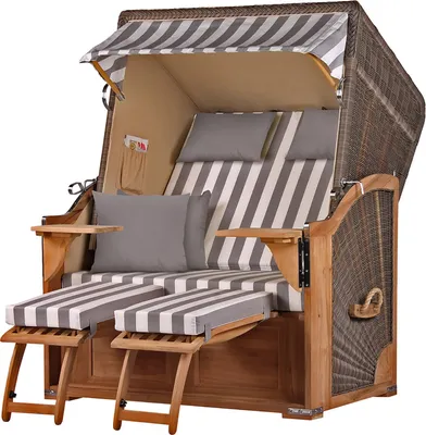 Produktbild von Strandkorb - bene living - Schaalsee Teak - PE grau - Modell 513 - inkl. Liftersystem