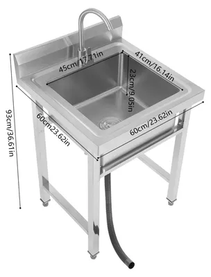Obrázek produktu pro Nerezový dřez, volně stojící design, včetně baterie, stříbrná barva