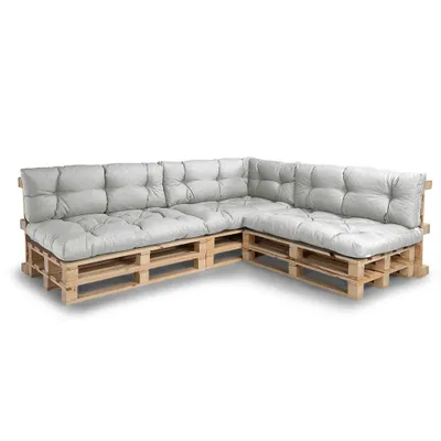 Produktbild von Palettenkissen, Gartensofakissen, Sitzkissen, N_PPI (3x Set Sitzkissen 120x80 + Rückenlehne 120x40, Platin)