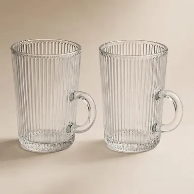 Image de Eleysa Verres à thé et café cannelés en verre 110 ml, lot de 6