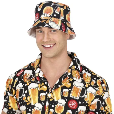 Biermütze für Partys, gelb-schwarz, Einheitsgröße, Polyester